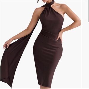 House of CB Red Sheath Halter Dress